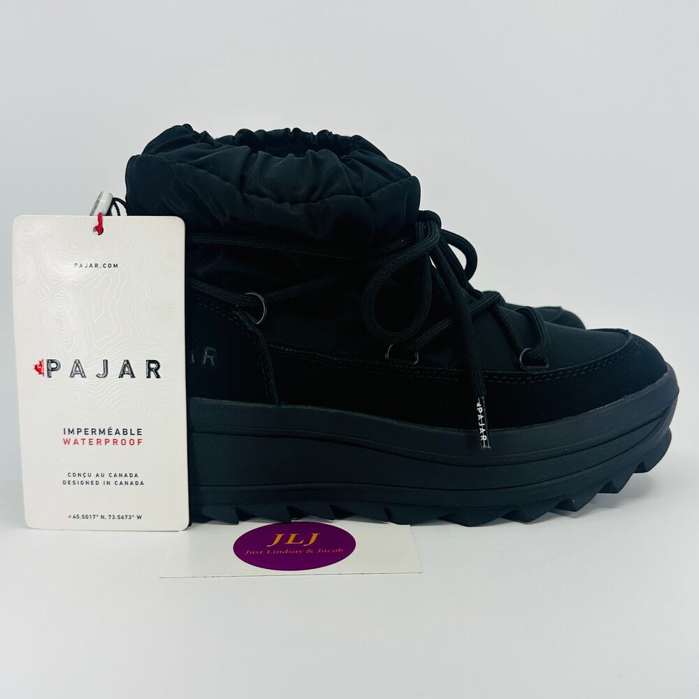 Pajar Women's Taya Low Black Lace Up Waterproof Winter Boots Size 6 US/ 37 EU